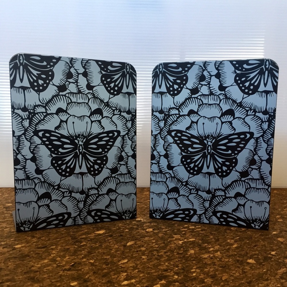 Butterfly Bookend Set /Metal w/Cork Bottoms /GUC